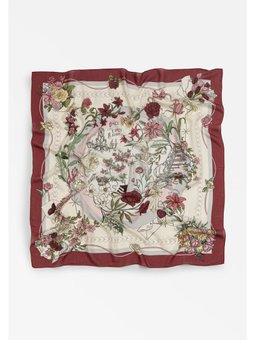 Once Upon A Love Desen Floş Viskon Eşarp Vintage Rose