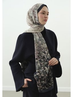 Pearlıe Desenli Pamuk Viskon İndigo Şal