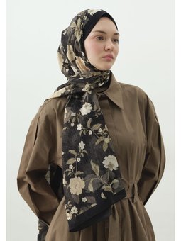 Reverıe Desenli Pamuk Viskon Siyah Şal