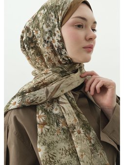 Tıny Daısy Desenli Pamuk Viskon Bej Şal