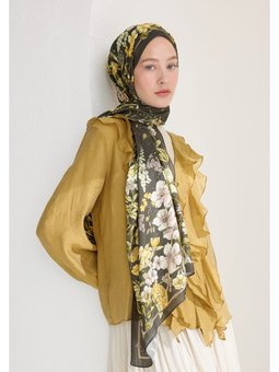 Valentına Floş Viskon Koyu Haki Şal
