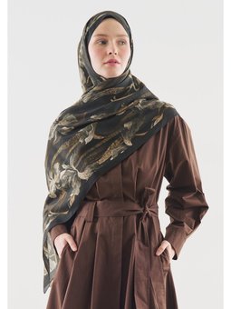 Zelında Desenli Pamuk Viskon Şal Çikolata Kahve
