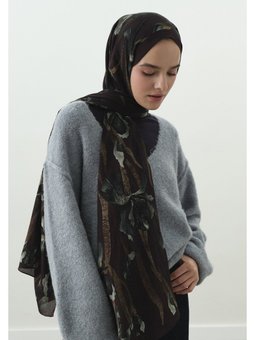 Zelında Desenli Pamuk Viskon Şal Erik Çürüğü