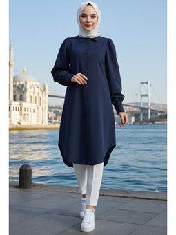 Balon Kol Cepli Lacivert Tunik