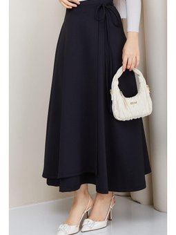 Yandan Bağlamalı Scuba Siyah Etek