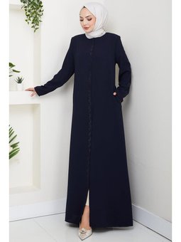 Zikzak Taşlı Lacivert Ferace