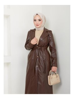 Astarlı Deri Trençkot