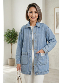 Cepli Düğmeli Kot Mavi Ceket