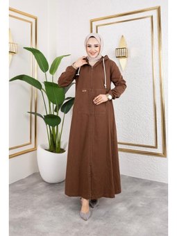 Fermuarlı Kapüşonlu Pamuk Gabardin Kap