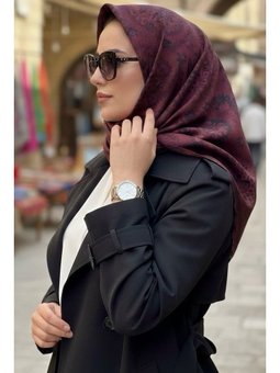 Bordo İpekhan Soft Dijital Pamuklu Eşarp
