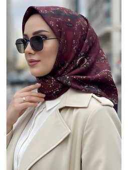 Bordo İpekhan Soft Dijital Pamuklu Eşarp