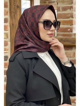 Bordo İpekhan Soft Dijital Pamuklu Eşarp