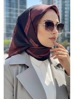 Bordo İpekhan Soft Dijital Pamuklu Eşarp