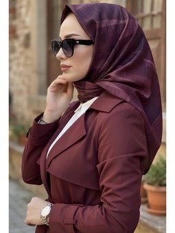 Bordo İpekhan Soft Dijital Pamuklu Eşarp