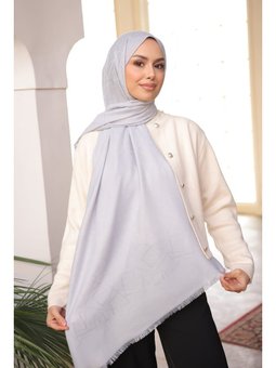 Gri İpekhan Pamuk Jakarlı Şal
