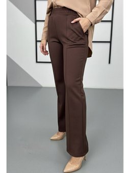 Kahverengi Bel Lastikli Çimalı Scuba Pantolon