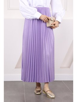 Lila Bel Lastikli Piliseli Etek