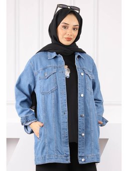 Mavi Cepli Kot Ceket