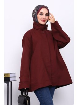 Mürdüm Düğmeli Astarlı Gabardin Ceket