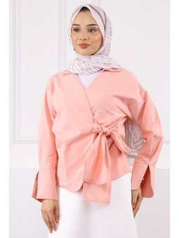 Pudra Yandan Bağlamalı Gömlek