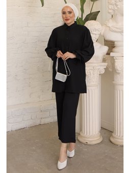 Siyah Kol Detaylı Bürümcük Takım