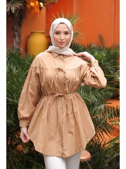 Vizon Bel Lastikli Düğmeli Gömlek