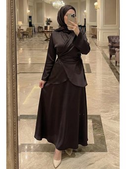 İspanyol Kol Acı Kahve Saten Takım