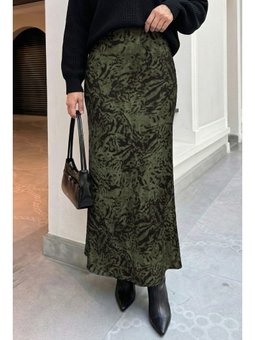 Zebra Desenli Haki Saten Etek