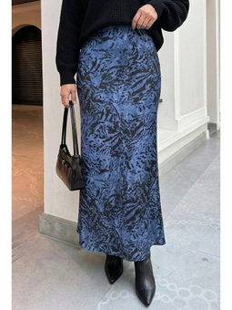 Zebra Desenli Mavi Saten Etek