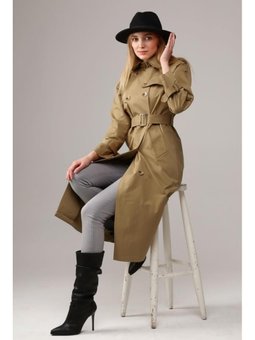 Astarlı Pamuklu Kap Kamel Trençkot