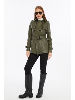 Deri Trençkot/ceket Haki Trençkot