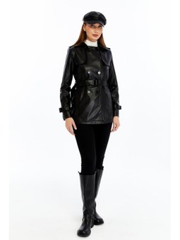 Deri Trençkot/ceket Siyah Trençkot