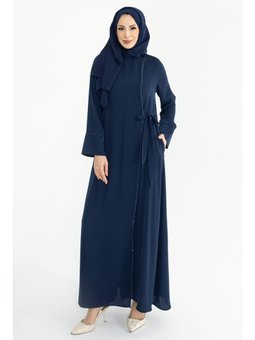 Laci Silve Dubai İpeği Abaya Lacivert