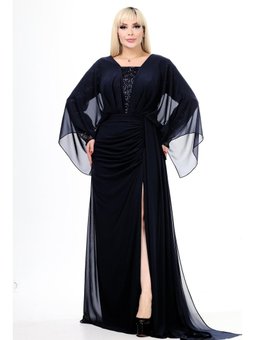 Büyük Beden Uzun Siyah Abiye Elbise