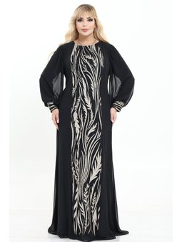 Büyük Beden Uzun Siyah Abiye Elbise