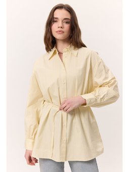 Çizgili Kemerli Sarı Gömlek