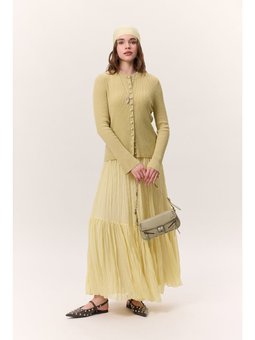 Crush Piliseli Uzun Soft Sarı Etek