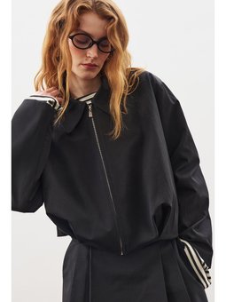 Ekoseli Bomber Siyah Ceket