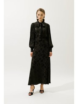 Jakarlı Saten Kahverengi Etek