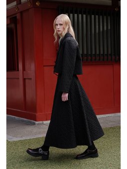 Kapitone Geniş Siyah Etek