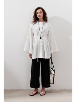 Keten Pensli Ekru Tunik