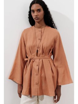 Keten Pensli Turuncu Tunik