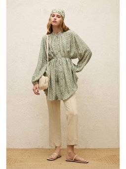 Viskon Desenli Tunik Rose Mınt