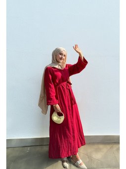 Ferace Müslin Vişne Elbise