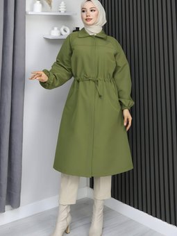 Haki Gizli Patlı Trençkot