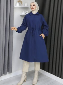 İndigo Gizli Patlı Trençkot