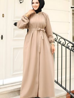 Vizon Gizli Fermuarlı Kuşaklı Ferace