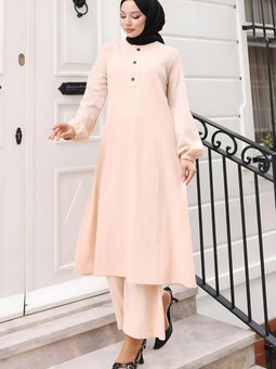 Bej İkili Düğmeli Takım