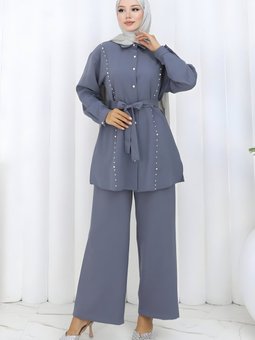 Gri İncili Kuşaklı İkili Takım