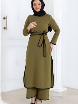 Haki İkili Kemerli Çoban Dikişli Takım